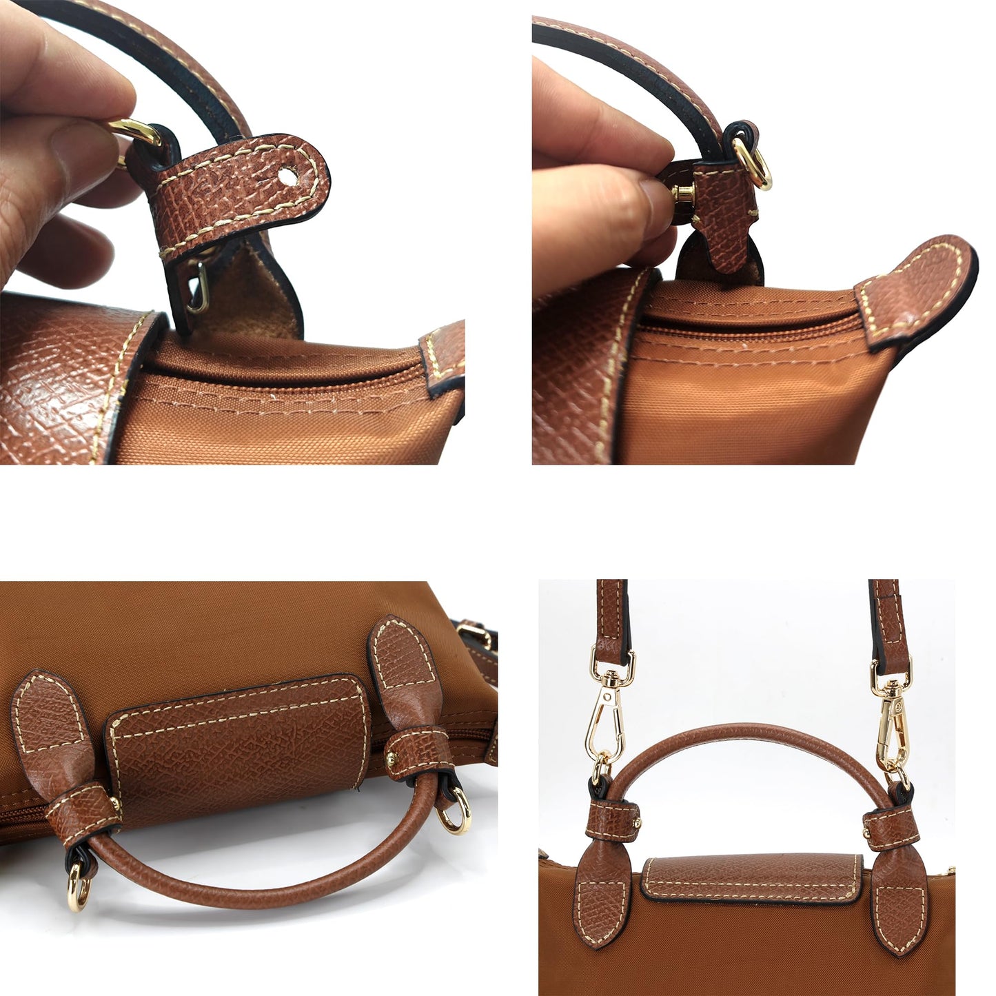 banbeln Mini Bags Leather Shoulder Strap Kit Fit For Adjustable Crossbody Small Bag (brown&silver)