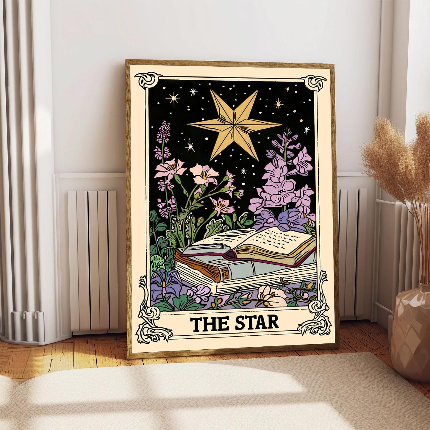 Retro Bohemian-style star Tarot card wall art aesthetics Astrology Tarot card magic bedroom aesthetics wall art decoration room bedroom living room 16x24inch Unframed