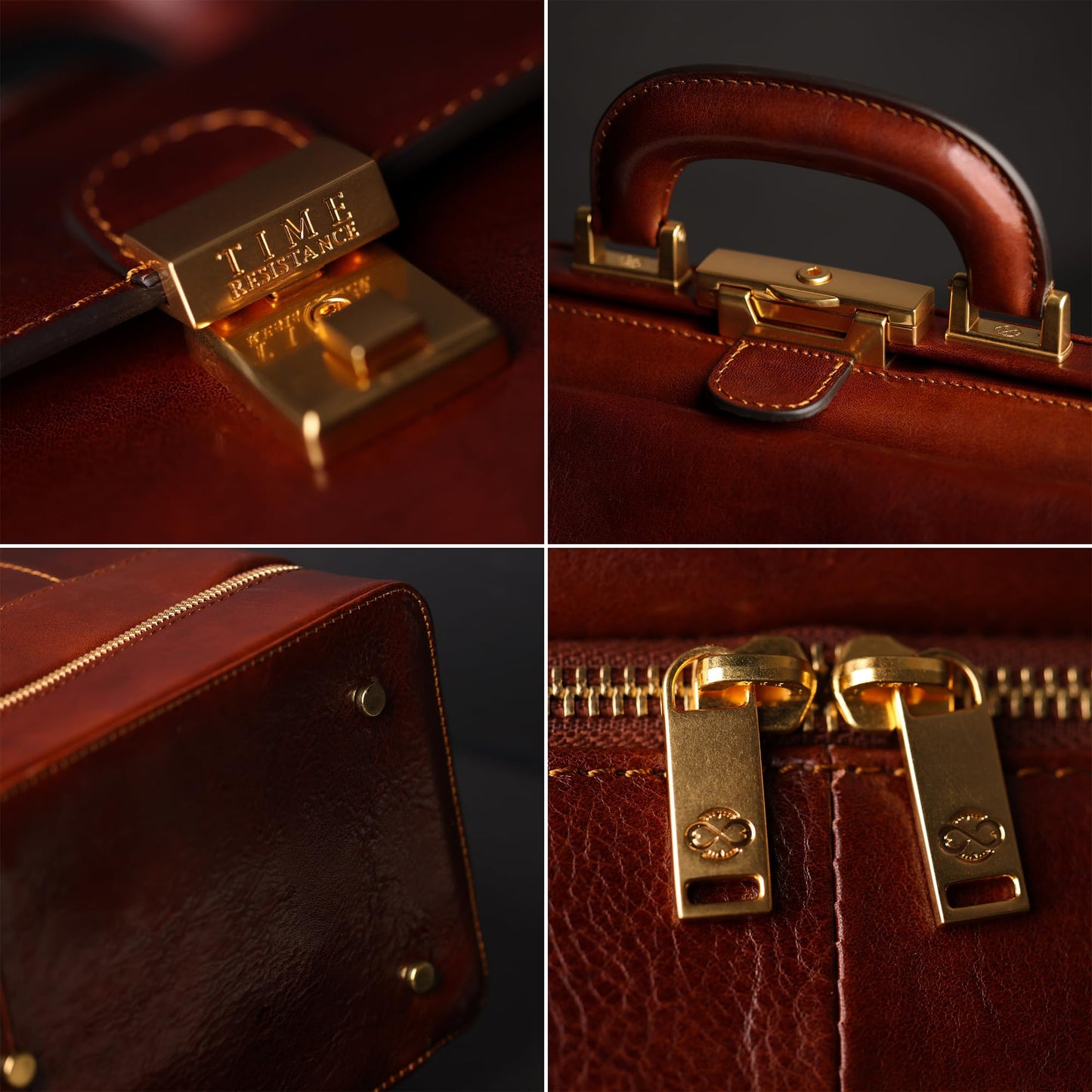 Time Resistance Leather Medical Doctor Bag - Vintage Style Medium Satchel (Brown)