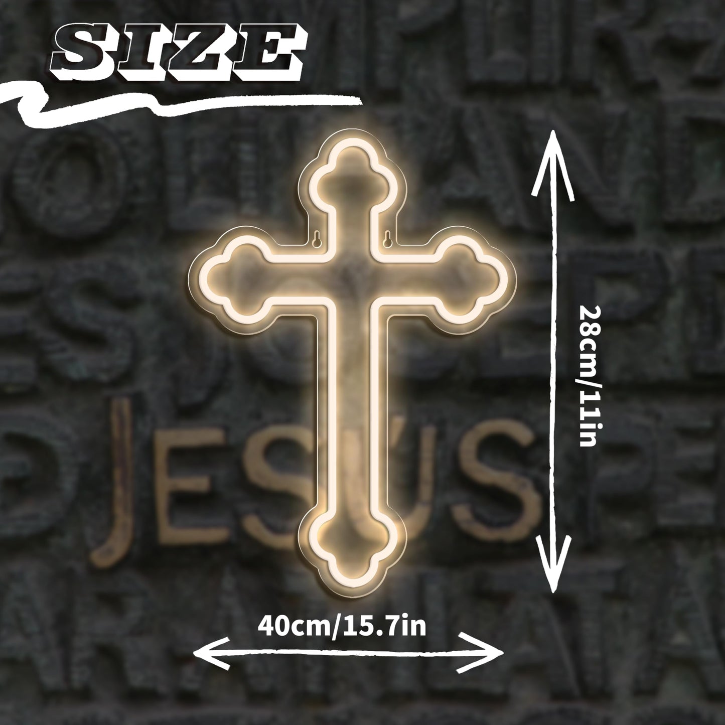Jesus Cross Neon Signs,Cross Neon Sign Wall Lights Art Lamp Hanging for Home Room Bedroom Christian Wedding Party Wall Decor Christmas New Year Birthday Party Signs