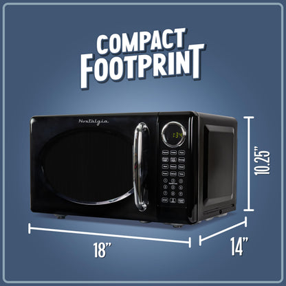 Nostalgia Retro Microwave Oven - 0.7 Cu Ft, 700-Watt Countertop Size with Glass Turntable, Child Safety Lock, 8 Auto-Cook Programs, Digital Clock - Aqua