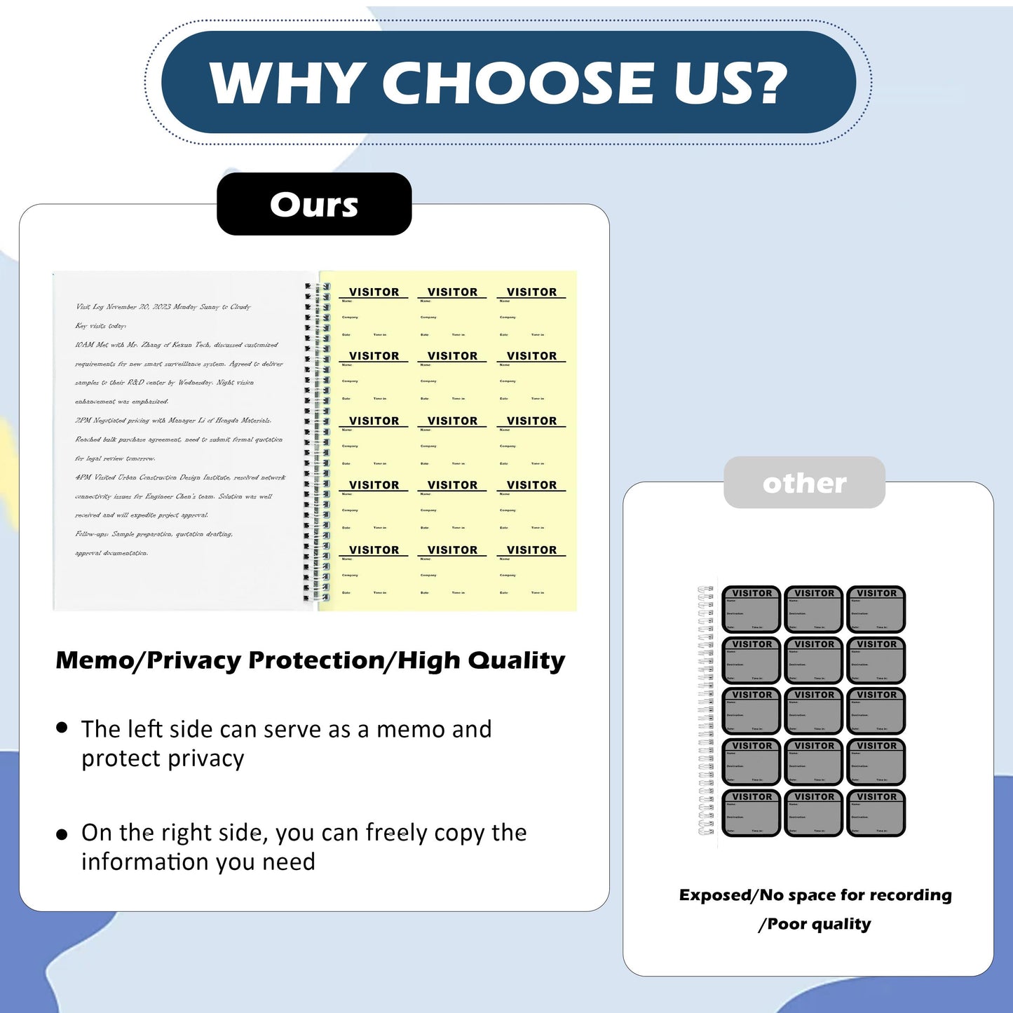 1 Pack of Visitor Badges Log with Carbon Copy Protecting Privacy Pages Visitor Stickers 8.5x11 Inch Visitor Log Book School Church Business Pass Guest Register Book - 225 Badges 30 Memo Pages (1)