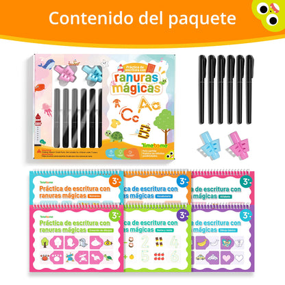 Timetome Large Magic Grooved Writing Practice for Kids 3-5 – Spanish Edition | Grooved Writing Books Ages 6-8, Handwriting Practice for Kids 5-7, Preschool Tracing Workbook for Boys & Girls