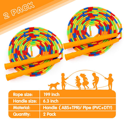 Supertrip Double Dutch Jump Rope Soft Beaded Jump Rope Long Jump Rope 16 FT, Jump Ropes For Women Adult Kids Adjustable Skipping Rope Long Enough for 4-5 Jumpers