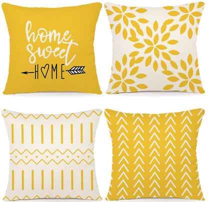YCOLL Pillow Covers 16x16 Set of 4, Modern Sofa Throw Pillow Cover, Decorative Outdoor Linen Pillow Covers Set of 4 for Couch Sofa Bed and Car, Yellow