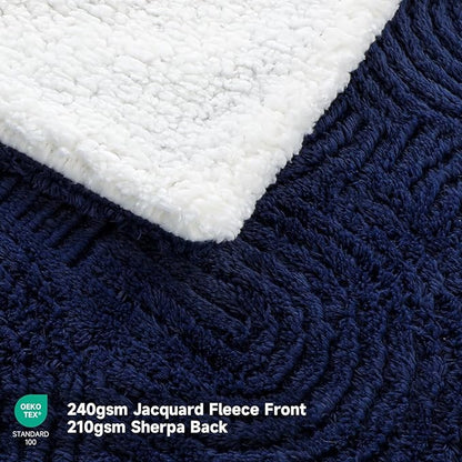 Heated Blanket Full Size - 72"x84" Cozy Soft Jacquard Heating Blanket with 4 Heat Levels & 10 Hours Auto-Off, Jacquard Fleece, Overheating Protection, Warm Gifts, Navy