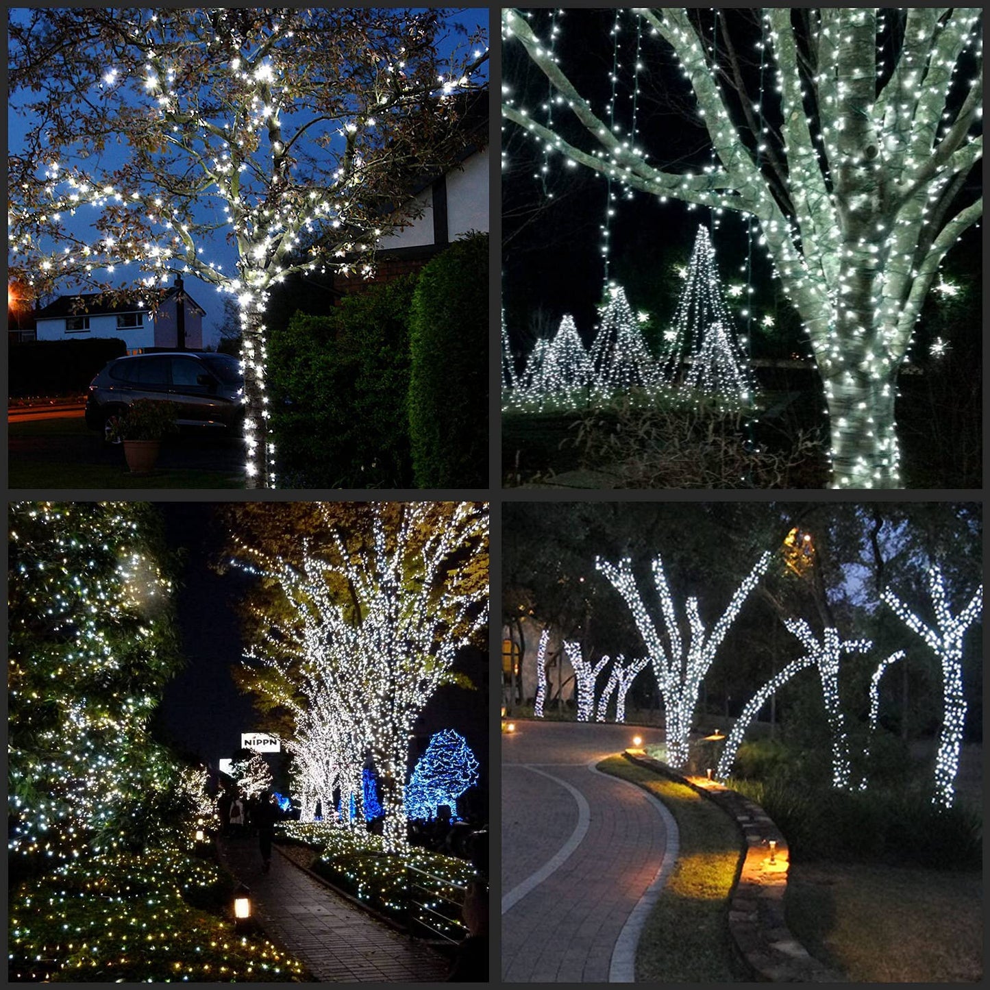 YULETIME 200 Cool White LED Christmas Lights, 66 ft Green Wire String Light