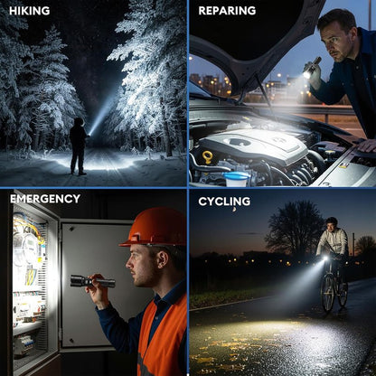 Rechargeable Flashlights - High Lumens LED Tactical Flashlight with LCD Power Display | Zoomable, 15H+ Runtime, IP65 Waterproof for Home & Camping
