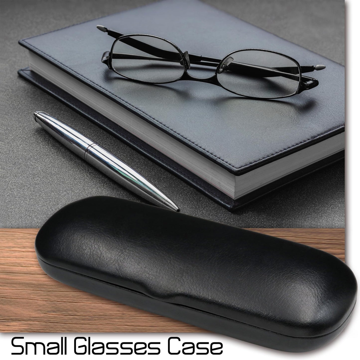 SMALL/NARROW/SLIM Hard Shell Eyeglass Case – Small Protective Glasses Case with Microfiber Pouch & Cleaning Cloth fit readers and reading frames (S5 Classic Black)