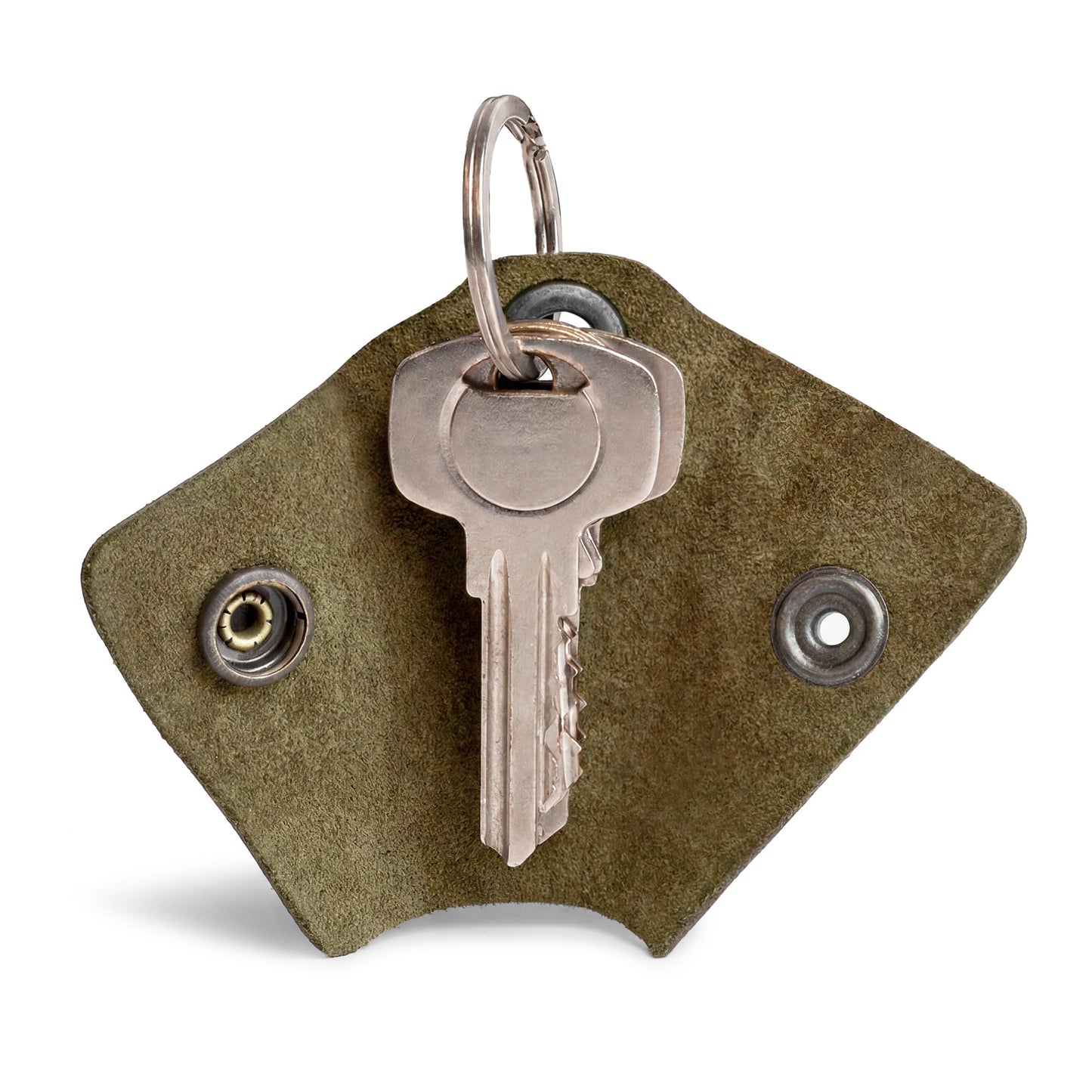 Hide & Drink Full Grain Leather Wrap Keychain, Organizer Snap Closure, Key Ring Cover, Silencer Sleeve Key Holder for Men (Dark Jade)