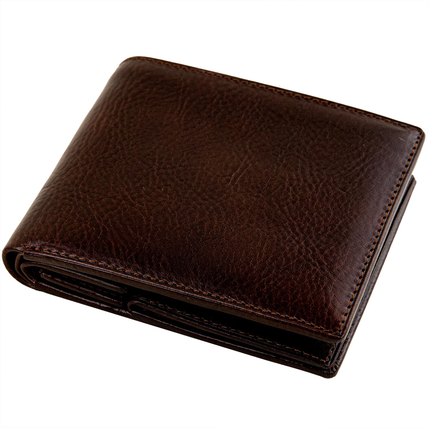 Time Resistance Leather Men's Wallet - Minimalist Wallet Design with Credit Card Holder, Magnetic Coin Holder, and Cash Slots (Brown)