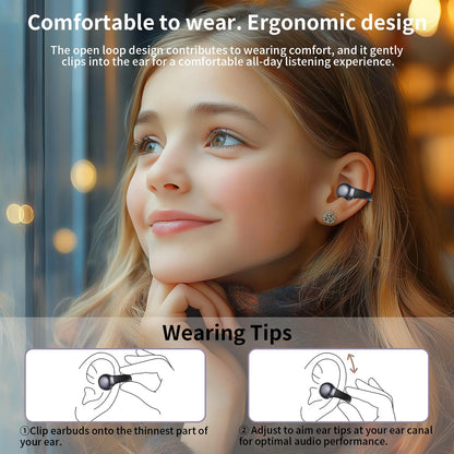 Ausbilew Headphones Wireless Earbuds IPX6 Waterproof Ear Buds,Touch Control Bone Conduction Headphones air Conduction Stereo with 11mm Driver 42 Hours Playback time,for Fitness/Sports/Home