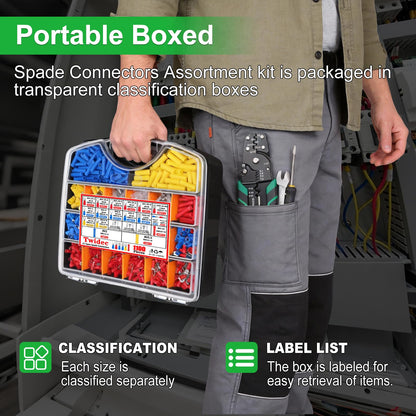 Twidec/1100pcs Wire Connectors Kit,Insulated Electrical Wire Terminals,Waterproof Crimp Connector kit Includes Spade Fork Ring Bullet Insulated Connectors Wire connectors and Wire Crimper Tool
