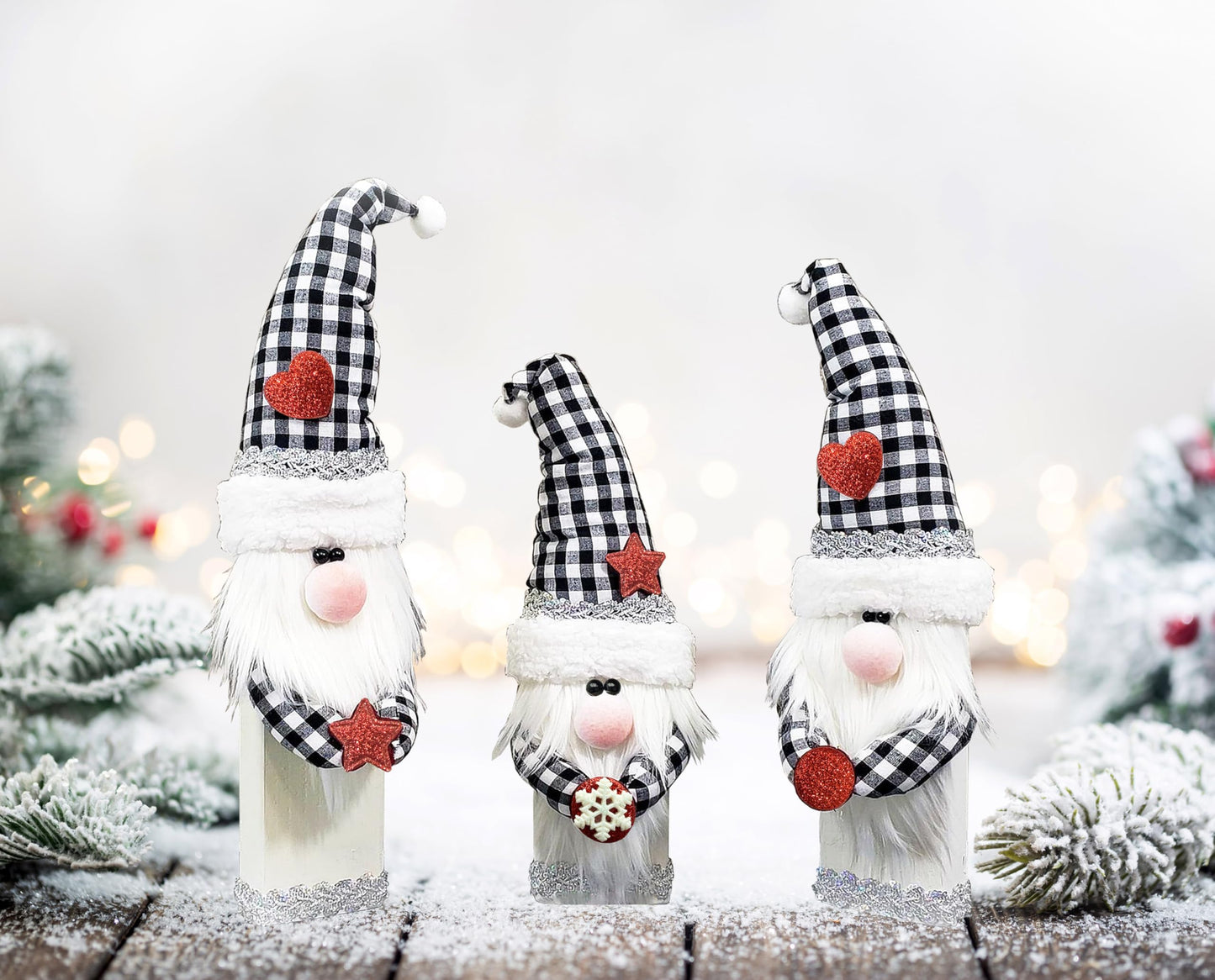 CYNOSA 3Pcs Cute Christmas Gnomes Table Signs Christmas Decorations for Home Winter Rustic Gnomes Tabletop Centerpieces Block Signs for Xmas Holiday Party Indoor Home Decor