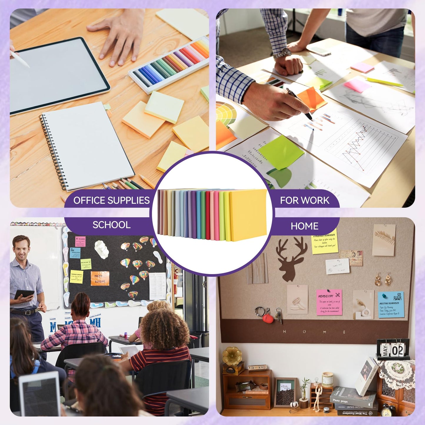 (18 Pads) Sticky Notes 3x3 inch, Self-Stick Note Pads, 18 Colorful Sticky Notes for School Supplies or Office Supplies