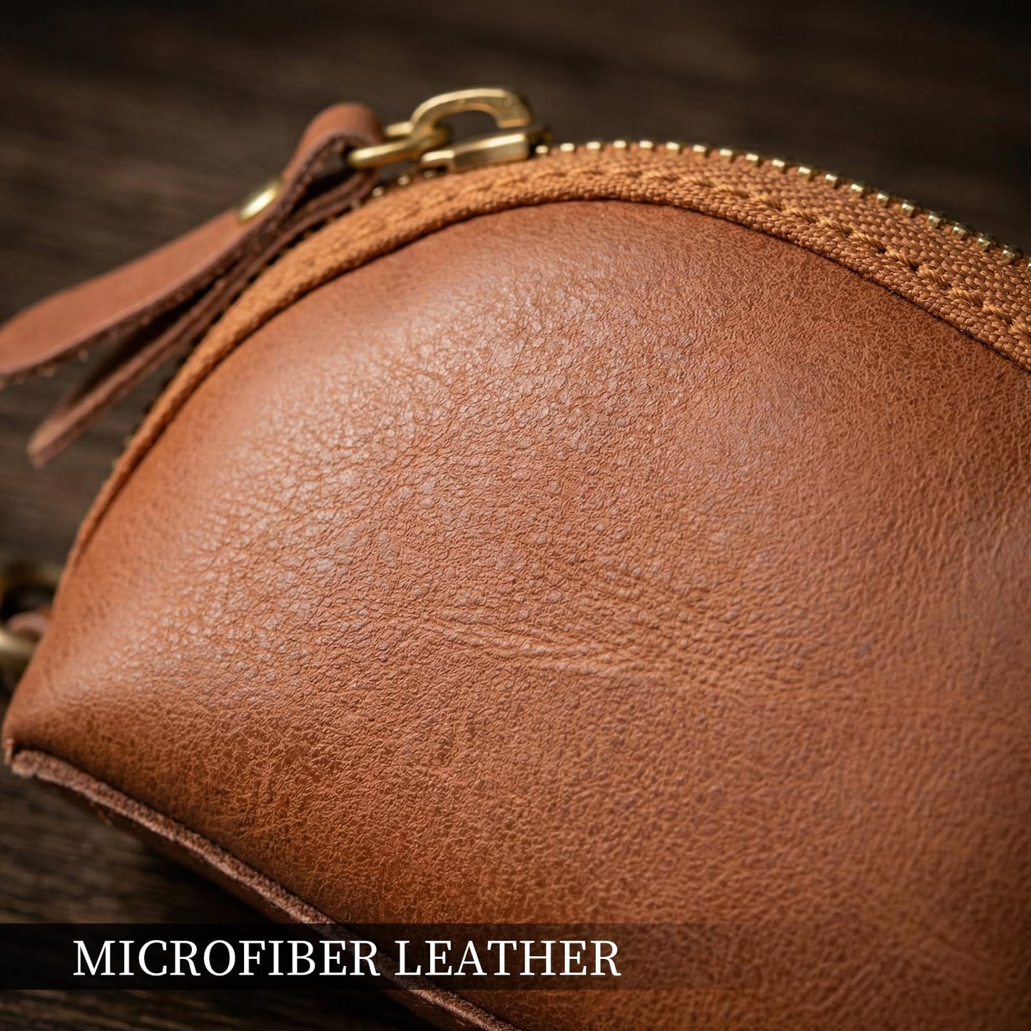 NANRUIL Coin Purse for women men,Genuine Leather Wallet Coin Pouch with Zipper Coin Bag,Simple Sturdy Coin Case.Yellow Brown