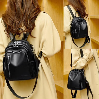 HUAZHIMAO Small Backpack Purse for Women Mini Backpacks PU Leather Women's Versatile 3 in 1 Fashion Handbag Travel Daypacks (Black)