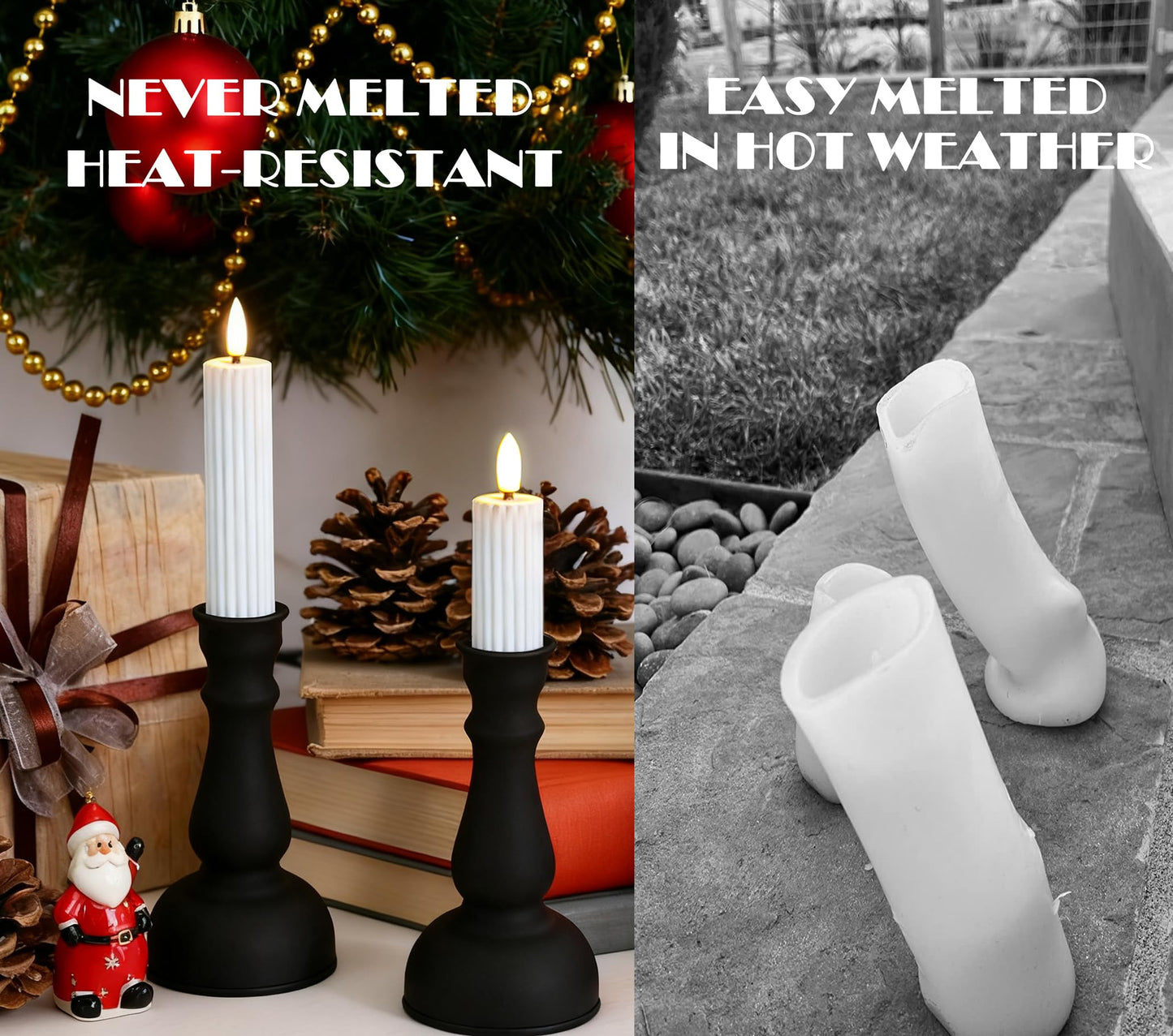 Aroparc Flickering Flameless Battery Operated LED Candles,Realistic All-Metal Candle Lights No-Melted, Room Decor, Home Decor - Matte 2pcs 1 Tall+1 Short