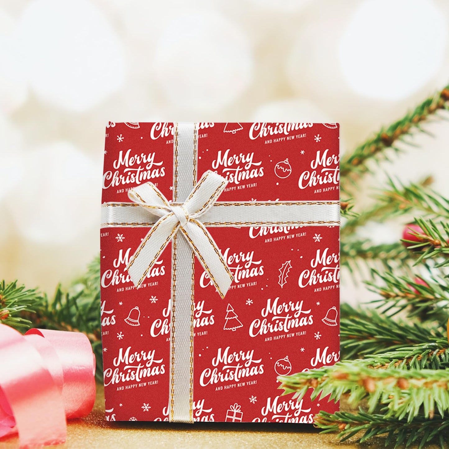 Whaline 12Pcs Christmas Cotton Fabric Bundles White Red Xmas Tree Snowflake Reindeer Printed Fat Quarters Holiday Sewing Fabrics for DIY Handmade Crafting, 18 x 22 Inch