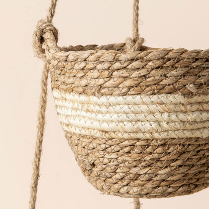 LA JOLIE MUSE Hanging Planter Basket Indoor Outdoor,Natural Seagrass Flower Plant Pots, Beige