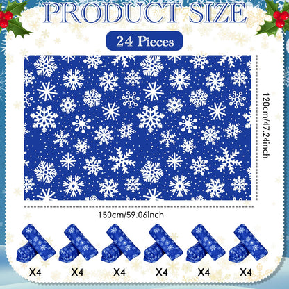 Moukeren 24 Pcs Christmas Snowflake Throw Blanket Bulk, 59 x 47 Inch Xmas Winter Throw Blanket Christmas Warm Soft Cozy Fleece for Home Bedding Couch Chair Gift (Dark Blue)