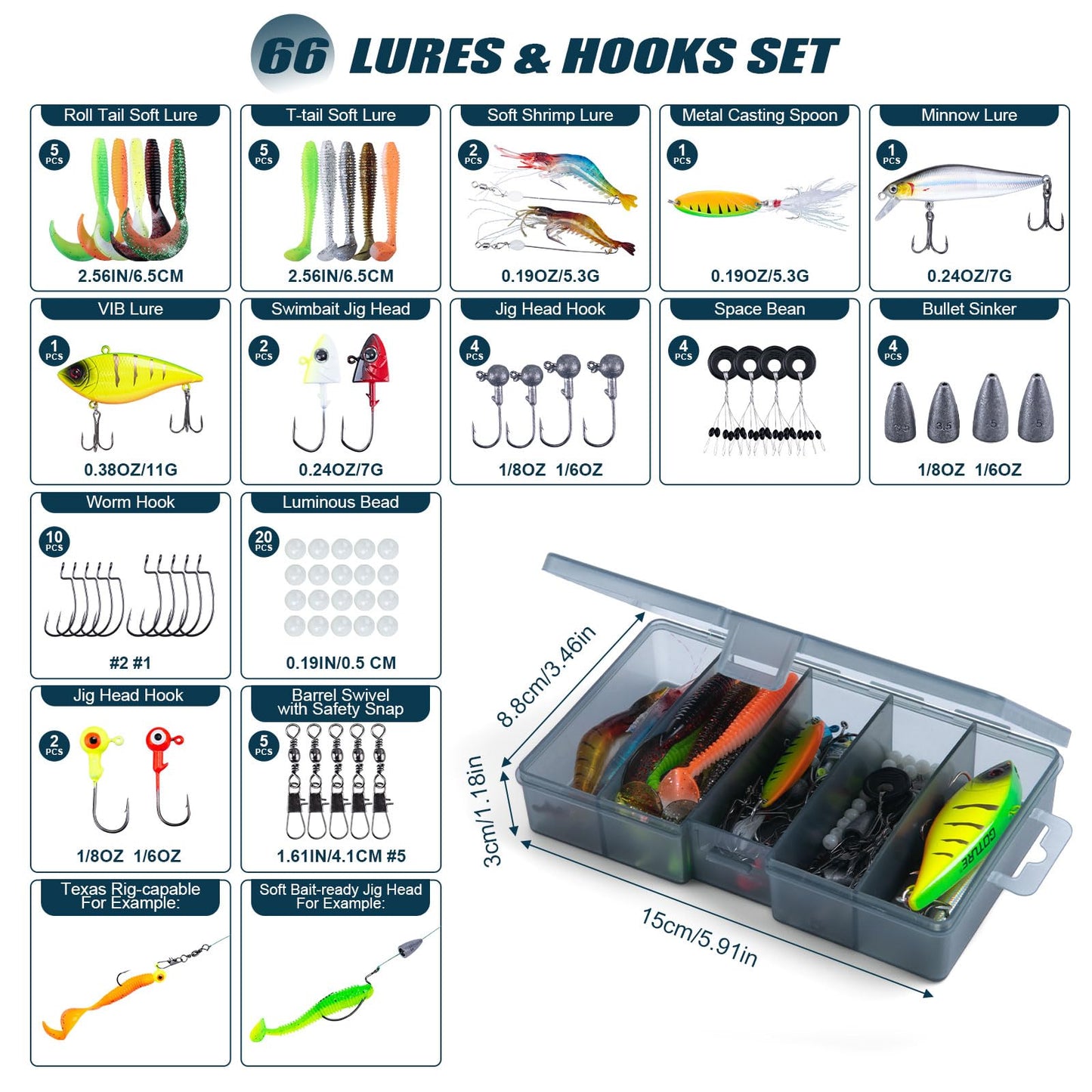 Goture Fishing Rod and Reel Combos-4 Piece Fishing Rod Set, Casting/Spinning Rod, Lures Set with PC Hard Shell Suitcase, Rod Reel Combo Kit for Starter Travel Saltwater, Gifts for Men