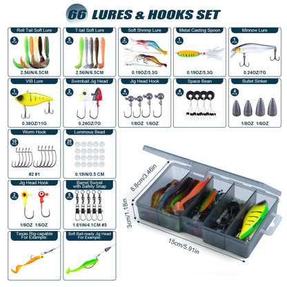 Goture Fishing Rod and Reel Combos-4 Piece Fishing Rod Set, Casting/Spinning Rod, Lures Set with PC Hard Shell Suitcase, Rod Reel Combo Kit for Starter Travel Saltwater, Gifts for Men