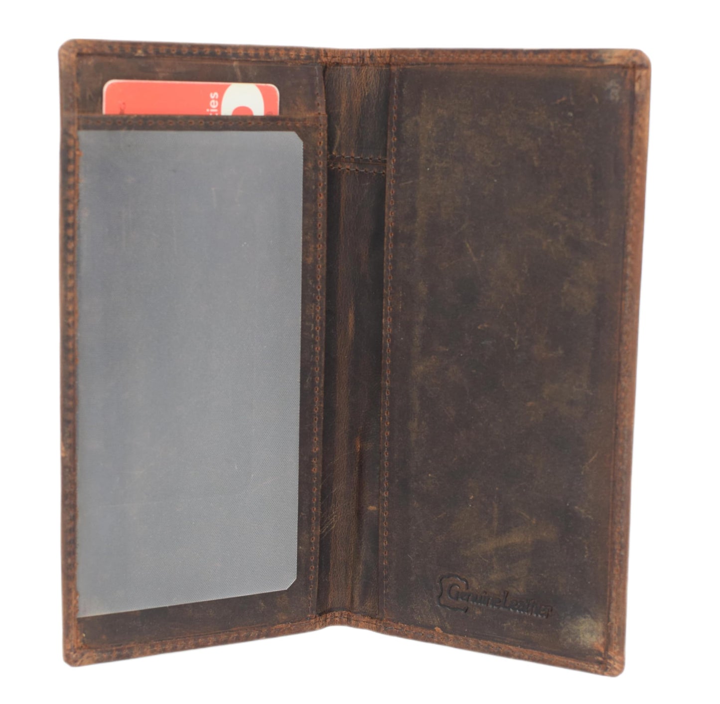 Genuine Leather Checkbook Cover For Men & Women Checkbook Holder Wallet RFID Blocking USA Series (USA Flag Brown)