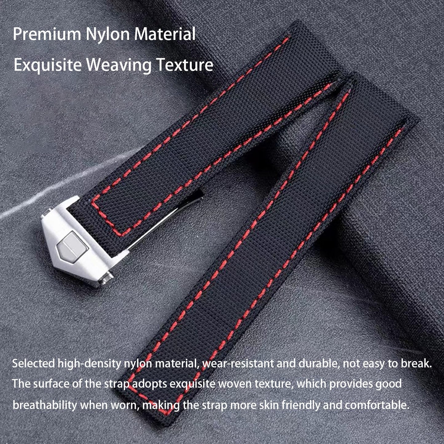 Nizonlaie Nylon Leather Watch Band Quick Release Waterproof Oxford Fiber Nylon Genuine Leather Deployant Watch Band Strap Nylon Leather Universal Replacement Bracelet Strap 20mm 22mm for Men Women