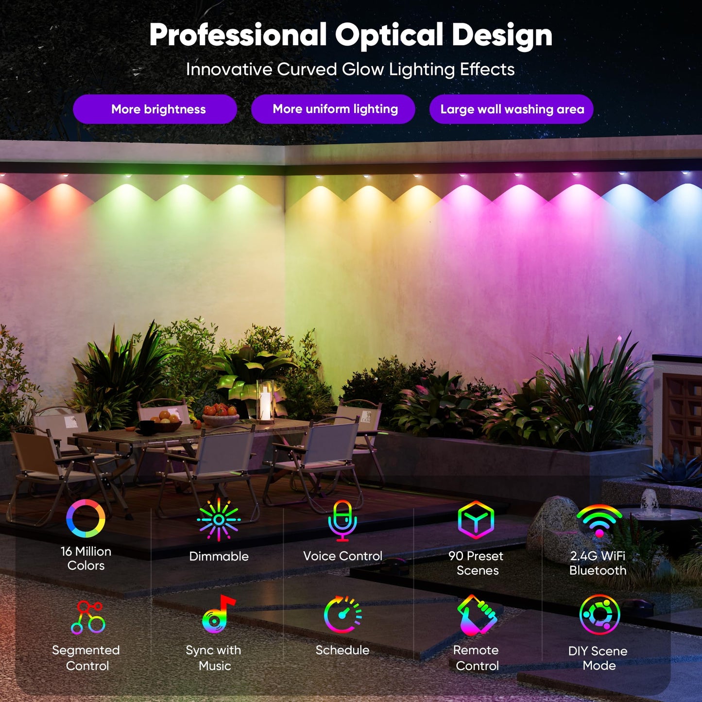 Smart Permanent Outdoor Lights for House, 100ft with 60 Smart AI RGB+IC Christmas House Lights, 98 Scene for Halloween Christmas All Holiday Decor, IP67 Waterproof Work with Alexa, Google Assistant