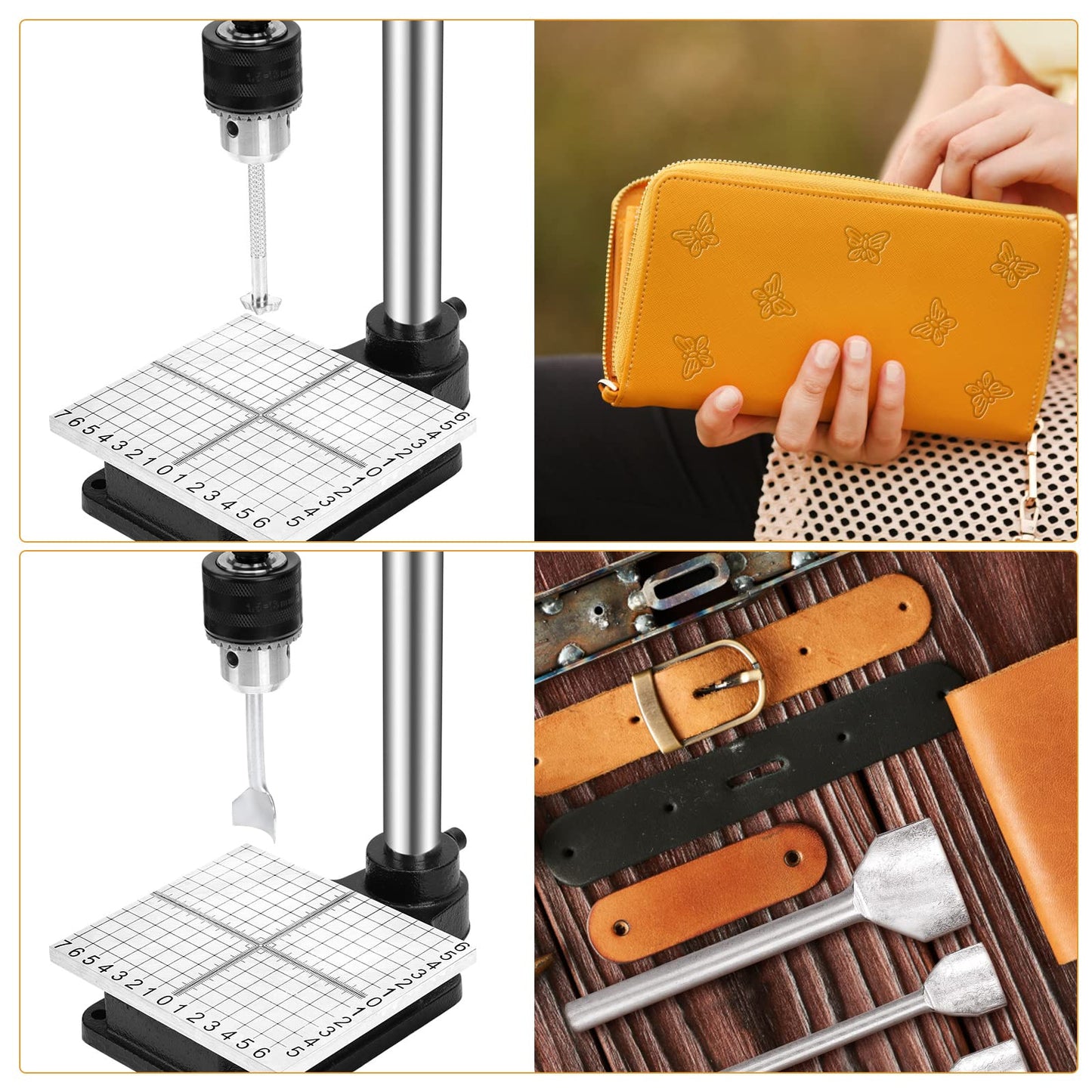 Leather Press Hole Puncher Leather Cutting Machine Hand Punching Machine for DIY Craft Punching Holes Cutting, Forming Pressing,Install Rivets and Snap Buttons