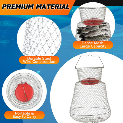 weyleity 2 Pack Floatable Galvanized Steel Wire Fish Basket