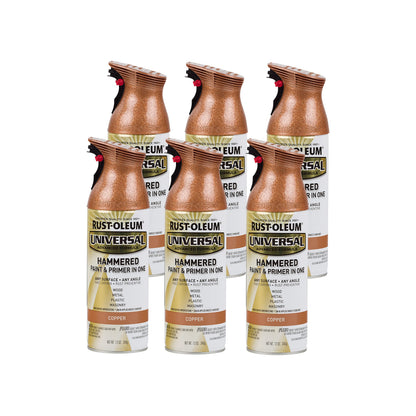 Rust-Oleum 247567-6PK Universal All Surface Hammered Spray Paint, 12 oz, Copper, 6 Pack