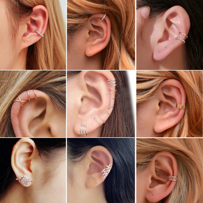Milacolato 20Pcs Ear Cuff Set Damen Ohrmanschette Ohrringe Earcuffs Set Helix Knorpel Clip auf Wickelohrring Fakepircings Ohr Cuffs Ohrklemme
