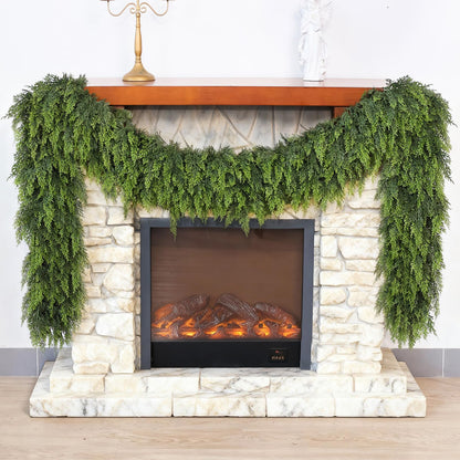 Christmas Cedar Garland - 5ft Artificial Cedar Garland Faux Lush Green Fake Pine Needles for Fireplace,Table,Window,Stairs,Mante,Holiday Indoor Outdoor Xmas Decor(1PCS)