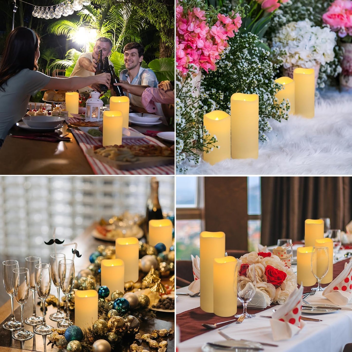 Enpornk Set of 24 Flameless Led Battery Opeated (D2.2'' x H4''5''6'') Waterproof Outdoor Indoor Candles with 10-Key Remotes and Cycling 24 Hours Timer