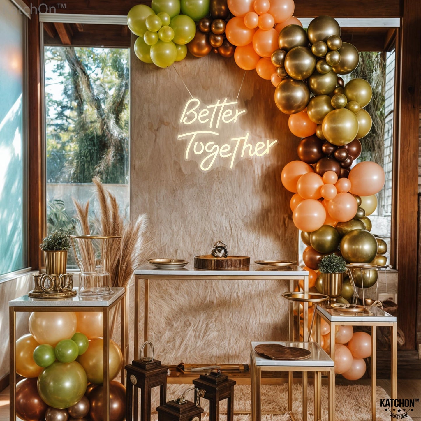 KatchOn, White Better Together Neon Sign - 17x13 Inch | USB Powered Better together Led Sign | Better Together Light Up Sign | Neon Wedding Signs for Anniversary Decorations | Bridal Shower Décor