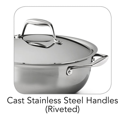 Tramontina Signature Tri-Ply Clad Stainless Steel 4-Quart Universal Pan with Lid, Induction-Ready Cooking Pan, Dishwasher-Safe, NSF-Certified, Made in Brazil