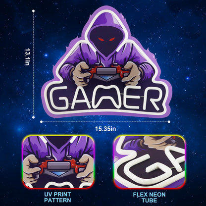 Kavaas Gamer Neon Sign, Game Controller LED Sign for Gaming Room Decor - Game Neon Sign for Teen Boy Room Decor - Best Gamer Gifts for Boys, Kids