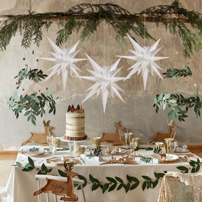 21 Inches White Large Moravian Stars Lights Warm White Hanging Outdoor Christmas Light LED Hanging Star Lights 3D Christmas Tree Topper Star for Holiday Wedding Porch Decor