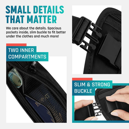 Alpha Keeper Money Belt for Travel Hidden RFID Blocking Passport Holder