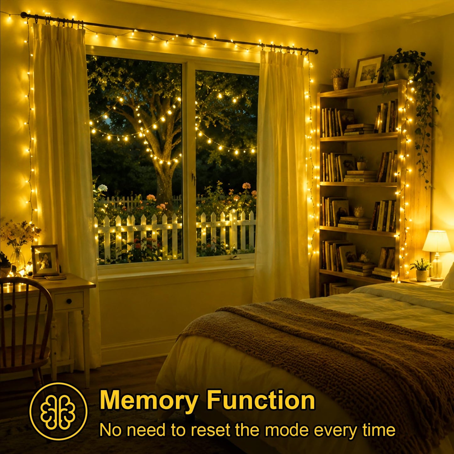 QITONG 500LED Warm White String Lights, 165ft Christmas Lights Outdoor Waterproof with Plug in, Green Wire Twinkle Tree Lights Indoor with 8 Modes
