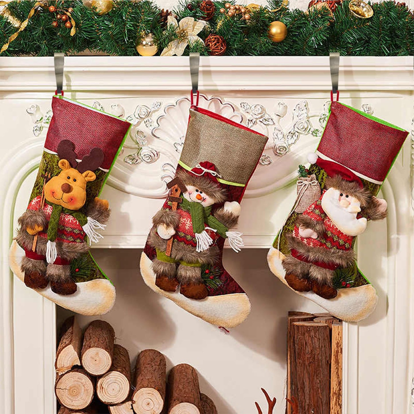 Doitory Stocking Holders for Mantle,Christmas Stocking Holder Set of 4,Stocking Hangers for Mantel,Stocking Hooks for Fireplace(Bronze)