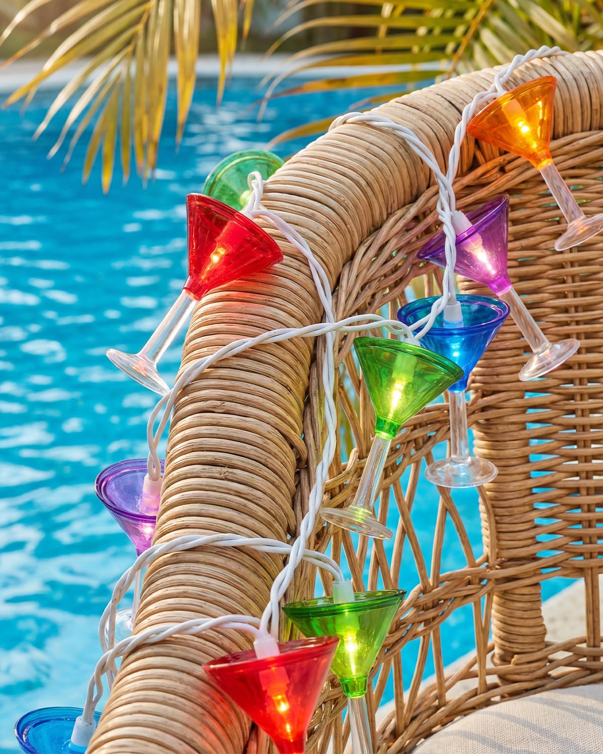 SUNSGNE LED Summer Decorative Indoor String Lights, 8.5ft Margarita Cup Hanging String Lights, Plug in Warm White Fairy Light String for Outdoor Party Birthday Holiday Bistro Bar Decorations