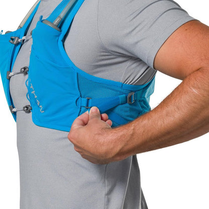 Nathan Unisex Hydration Vest - Lightweight, Quick-Fit Size Adjustment, Details, Includes Two 14oz Hydrapak Flasks, 4L Storage, Six Pockets for Running Essentials,Pinnacle Breeze, Electric Blue, L-XL
