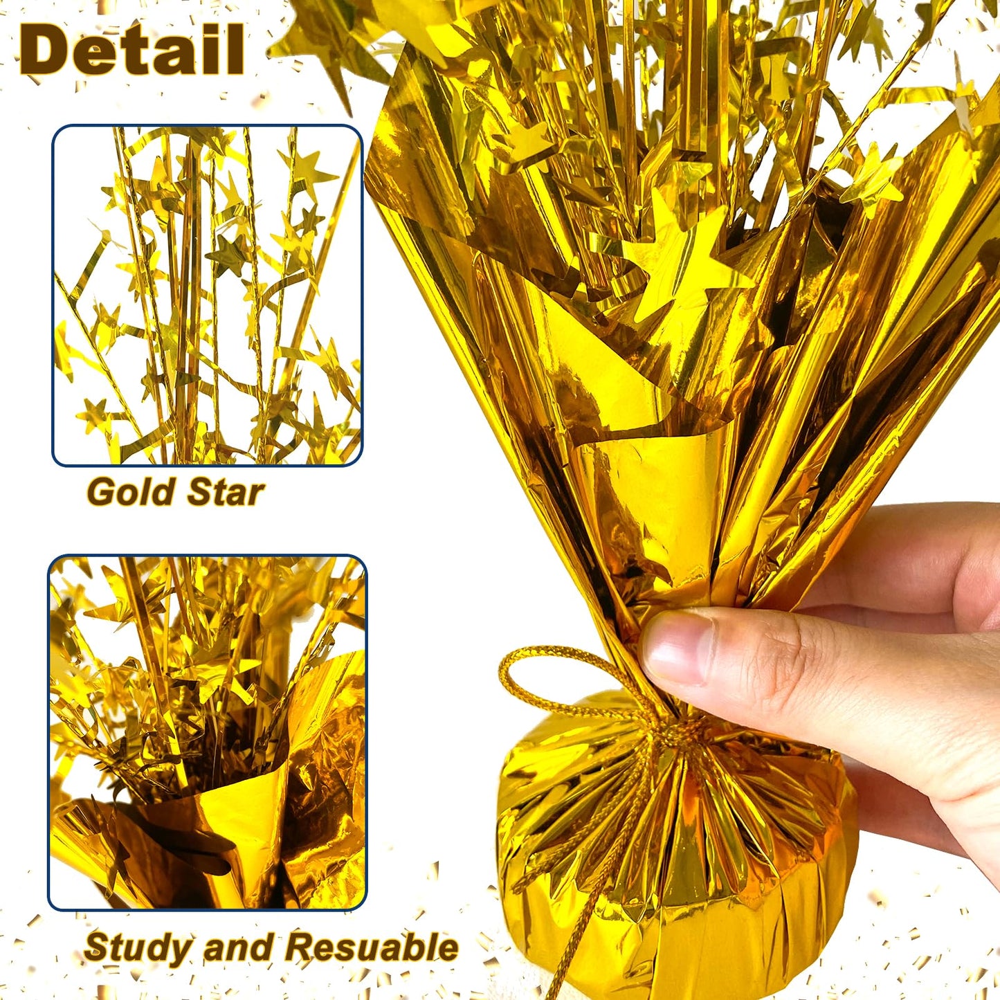 FUBININA 12 Pack Metallic Foil Spray Centerpiece Star Table Decoration Burst Table Centerpieces for Birthday New Years Nye Wedding Anniversary Graduation Holiday Party Supplies Decor, Gold