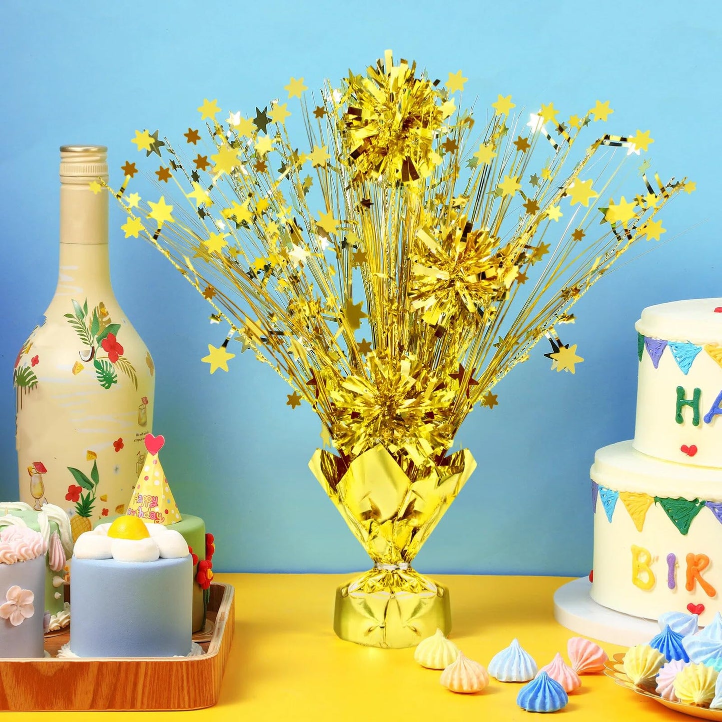 Capoda 3 Packs Metallic Foil Spray Centerpiece Gold Star Table Decoration Glitter Burst Centerpieces Decor for Birthday Wedding Holiday Anniversary Graduation Home Party Table Decor Supplies