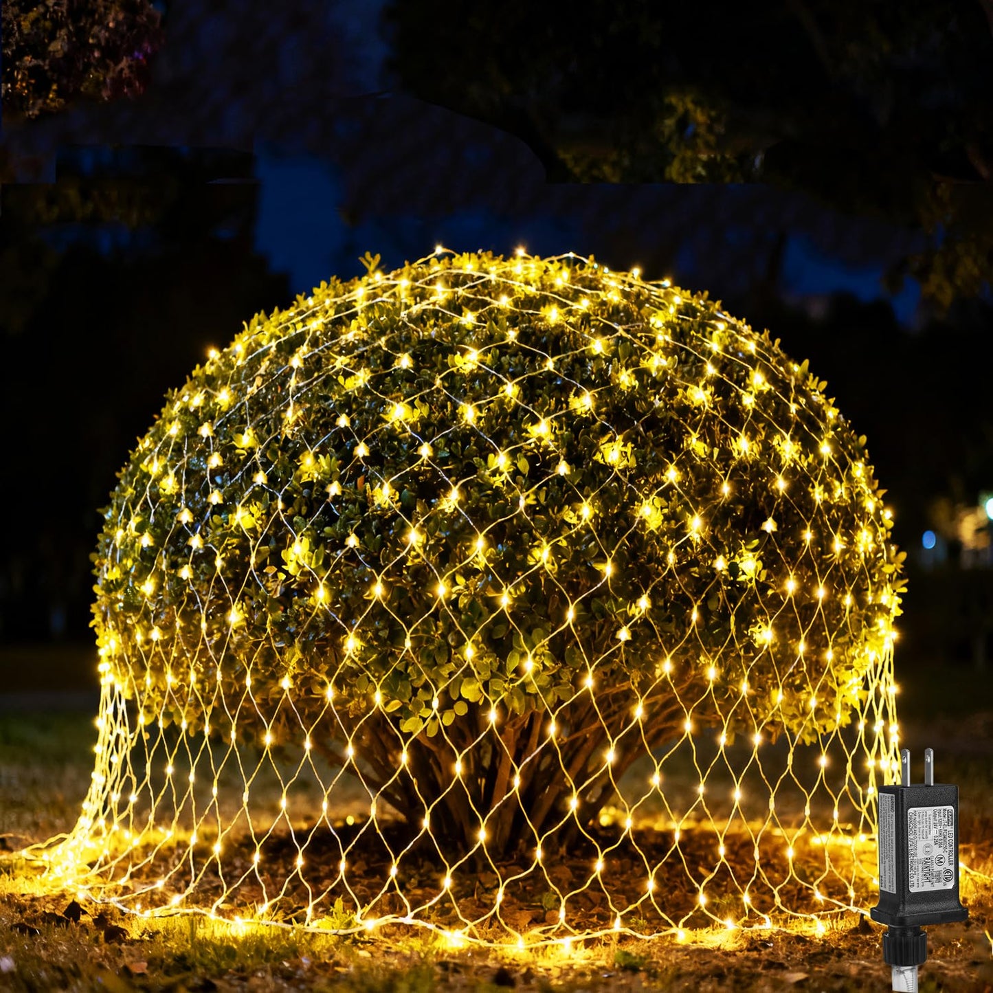 (Upgraded) Outdoor Christmas Lights, 360 LED Christmas Net Lights, 12x5Ft Outdoor String Lights, 8 Modes Waterproof Christmas Decorations for New Year, Bushes, Gardens, Lawns, Patio - Warmwhite