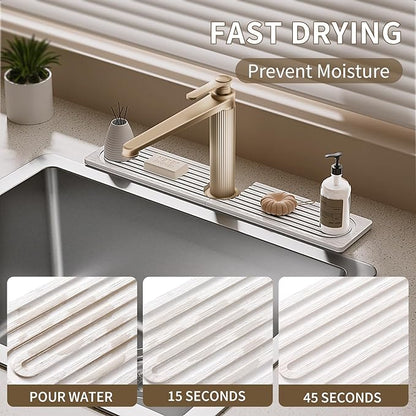 Faucet Mat for Kitchen Sink, Diatomite Stone Drying Sink Protectors, Bathroom