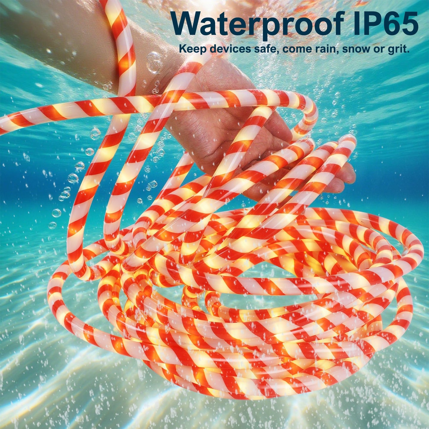 Watereem 360 LED Christmas Lights, 40 FT Candy Cane Rope Lights, Waterproof Xmas Tree Light, Connectable Tube Light Plug in for Indoor Outdoor Garden Yard Holiday Wedding Festival Party Decoration